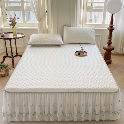 91家纺网 家纺一手货源 找家纺 梦尔佳蚊帐 2024新款花边凉感丝凉豆豆凉席 白色