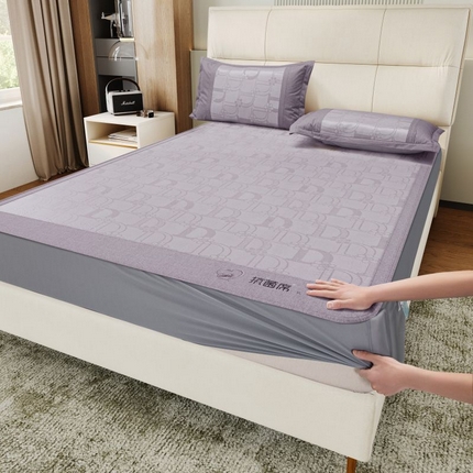 江山被业 2025新款提花冰丝凉席三件套床笠款 紫