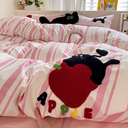 91家纺网 家纺一手货源 找家纺 （总）乐童家纺 2024爆款全棉1332呆萌小刺绣系列四件套