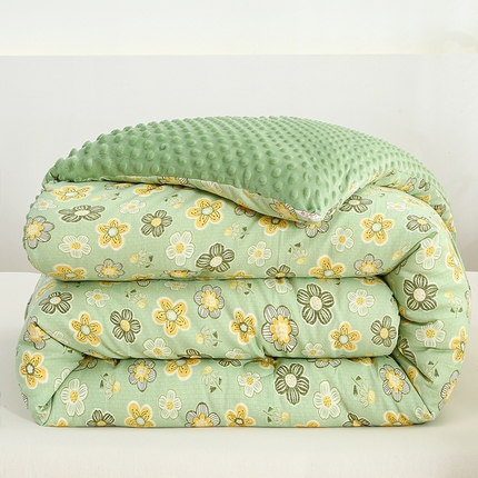 江山被业 2025新款棉麻双层纱豆豆绒被芯 花漾