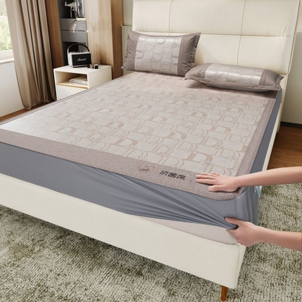 江山被业 2025新款提花冰丝凉席三件套床笠款 灰