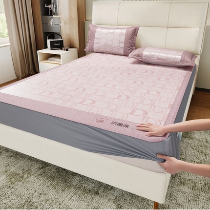 91家纺网 家纺一手货源 找家纺 （总）江山被业 2025新款提花冰丝凉席三件套床笠款