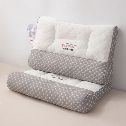 91家纺网 家纺一手货源 找家纺 贵夫人 2024新款A类日式反牵引乳胶护颈枕枕头枕芯 浅灰 中枕48*74cm/对