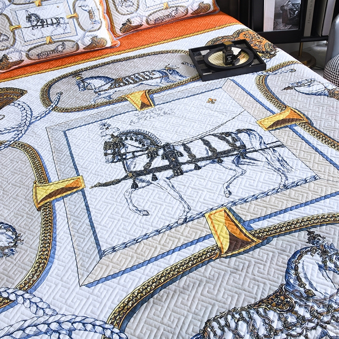 91家纺网 家纺一手货源 找家纺 爵仕家纺 2025新款A面宝宝绒B面磨毛布四季通用床盖 橘马