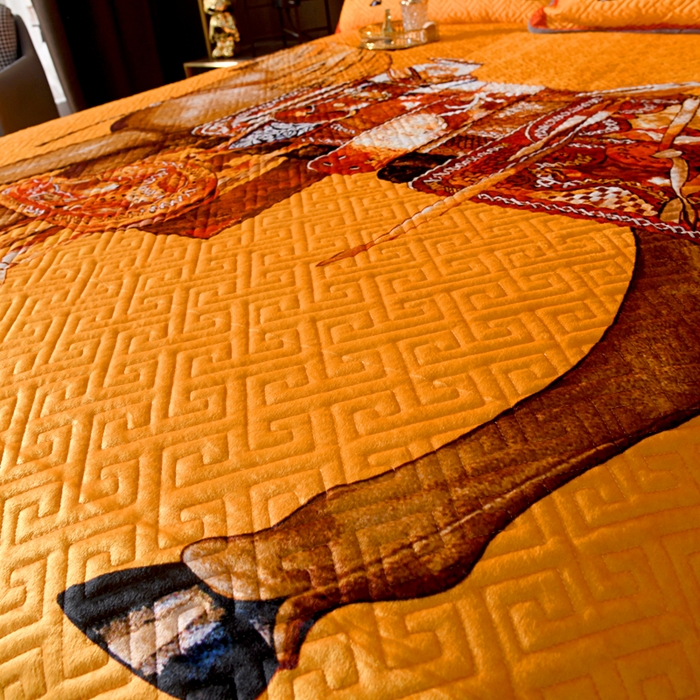 91家纺网 家纺一手货源 找家纺 爵仕家纺 2025新款A面宝宝绒B面磨毛布四季通用床盖 皇马