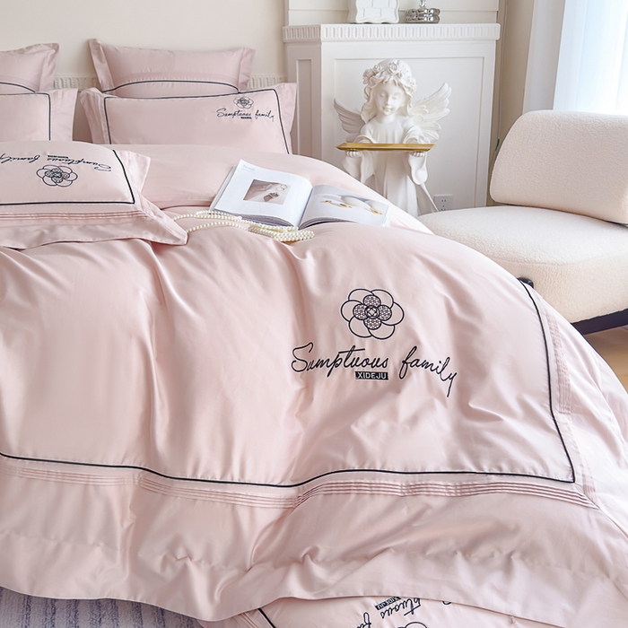 91家纺网 家纺一手货源 找家纺 品家居 2025新款100支长绒棉刺绣四件套-香梵希（控价368） 香梵希-珍珠粉