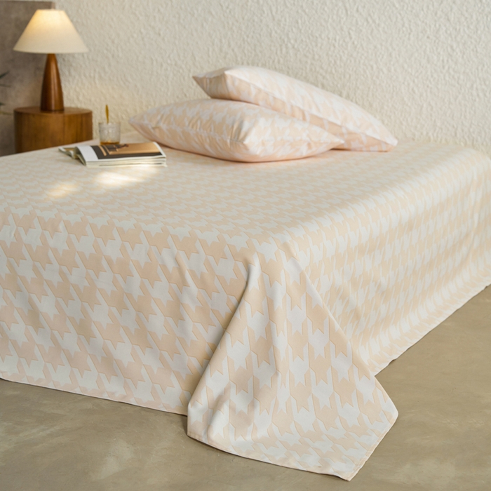 91家纺网 家纺一手货源 找家纺 小懒猪 2024新品全棉纯棉老粗布单品床单 千鸟格米