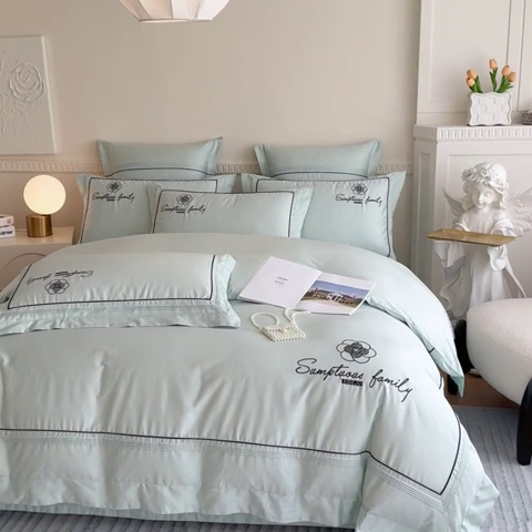 91家纺网 家纺一手货源 找家纺 （总）品家居 2025新款100支长绒棉刺绣四件套-香梵希（控价368）