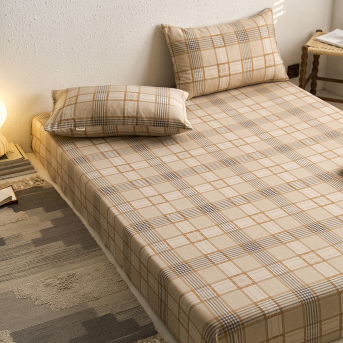 91家纺网 家纺一手货源 找家纺 小懒猪 2024新品全棉纯棉老粗布单品床笠 米格