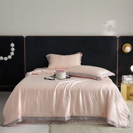 91家纺网 家纺一手货源 找家纺 头等舱 2025新款奥地利A类60S兰精天丝20%桑蚕丝抗菌夏被（配无纺布包装） 桃夭粉