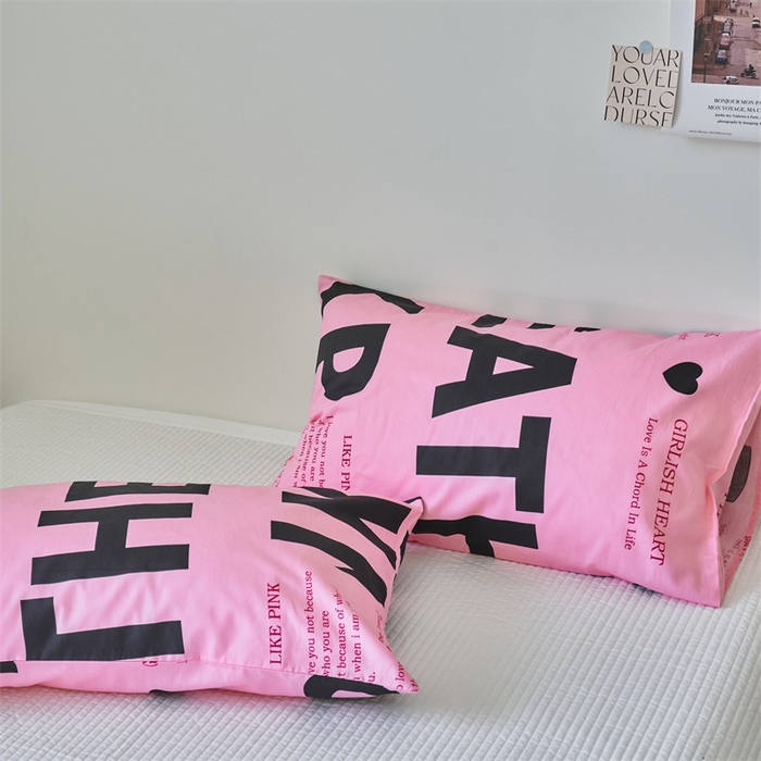 91家纺网 家纺一手货源 找家纺 窝米 2024新款全棉13370印花单品系列--枕套 练习粉枕套