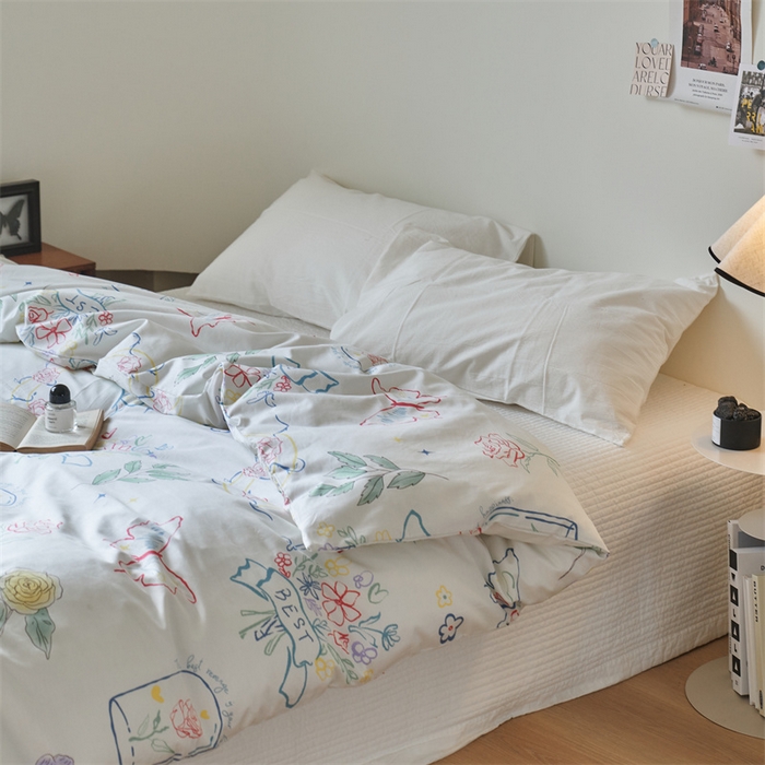 91家纺网 家纺一手货源 找家纺 窝米 2024新款全棉13370印花单品系列--被套 浮蝶儿绿被套