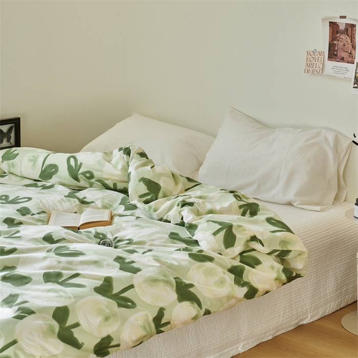 91家纺网 家纺一手货源 找家纺 窝米 2024新款全棉13370印花单品系列--被套 梨涡绿被套