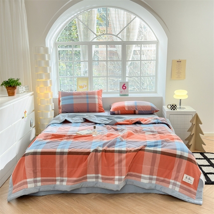 91家纺网 家纺一手货源 找家纺 20%大豆纤维 A类色织全棉水洗棉夏被四件套夏凉空调被北欧良品