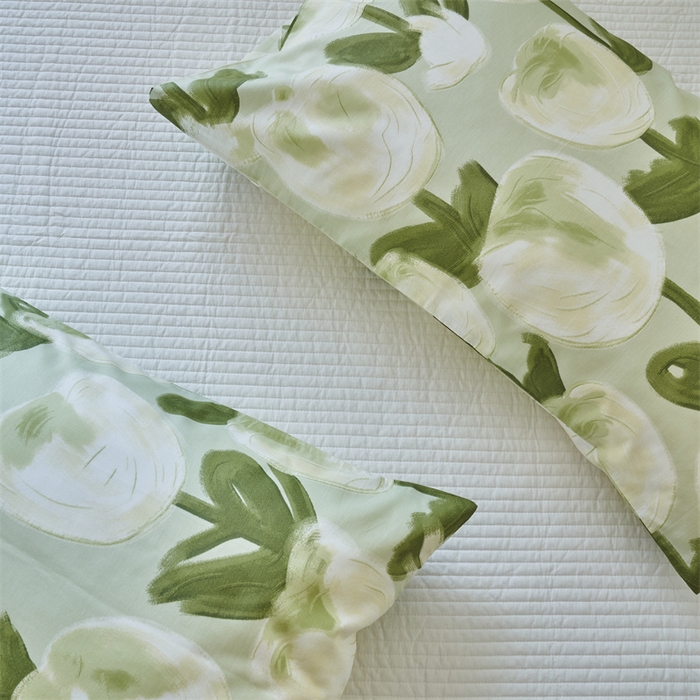 91家纺网 家纺一手货源 找家纺 窝米 2024新款全棉13370印花单品系列--枕套 梨涡绿枕套