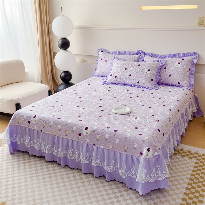 91家纺网 家纺一手货源 找家纺 金米诺 2024新款水洗棉花边夏被四件套 熊宝