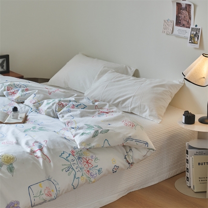 窝米 2024新款全棉13370印花单品系列--被套 浮蝶儿绿被套