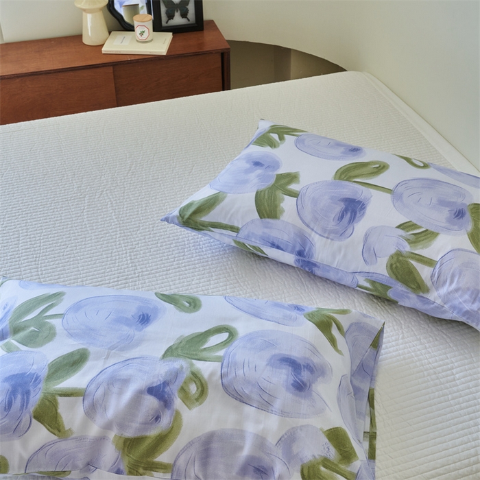 91家纺网 家纺一手货源 找家纺 窝米 2024新款全棉13370印花单品系列--枕套 梨涡紫枕套