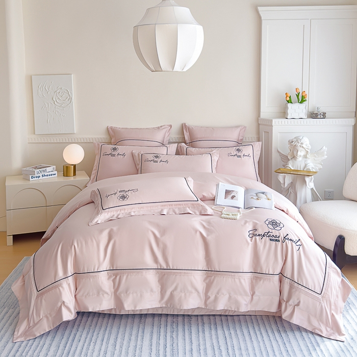 91家纺网 家纺一手货源 找家纺 品家居 2025新款100支长绒棉刺绣四件套-香梵希（控价368） 香梵希-珍珠粉