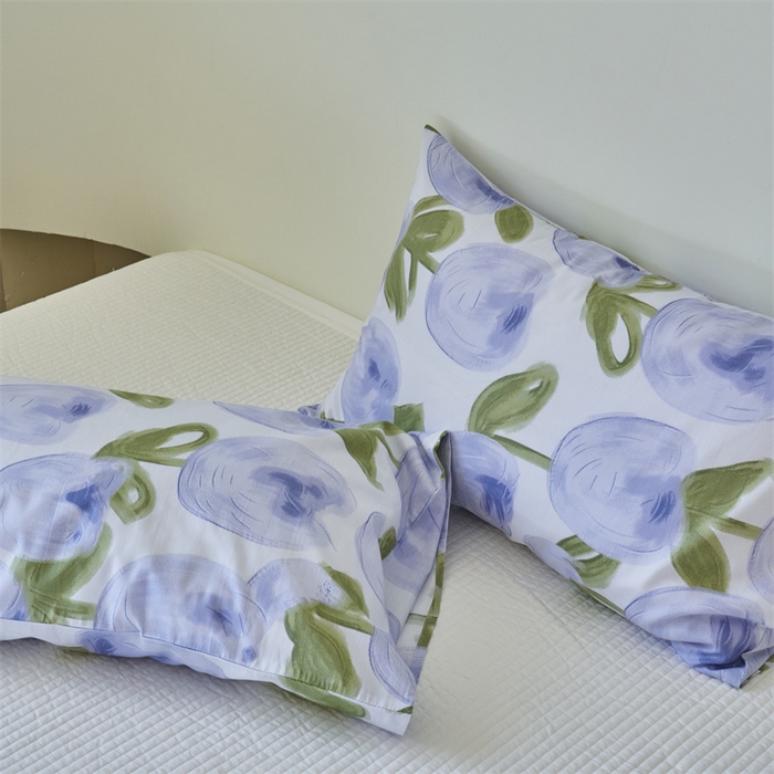 91家纺网 家纺一手货源 找家纺 窝米 2024新款全棉13370印花单品系列--枕套 梨涡紫枕套