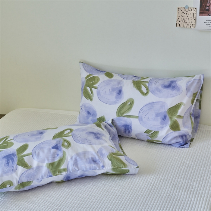 91家纺网 家纺一手货源 找家纺 窝米 2024新款全棉13370印花单品系列--枕套 梨涡紫枕套