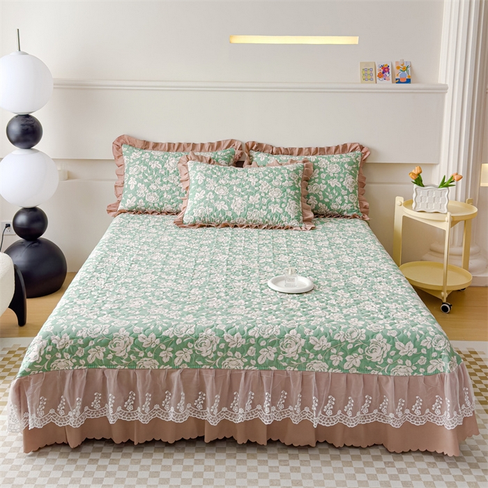 91家纺网 家纺一手货源 找家纺 金米诺 2024新款水洗棉花边夏被四件套 菲语洛