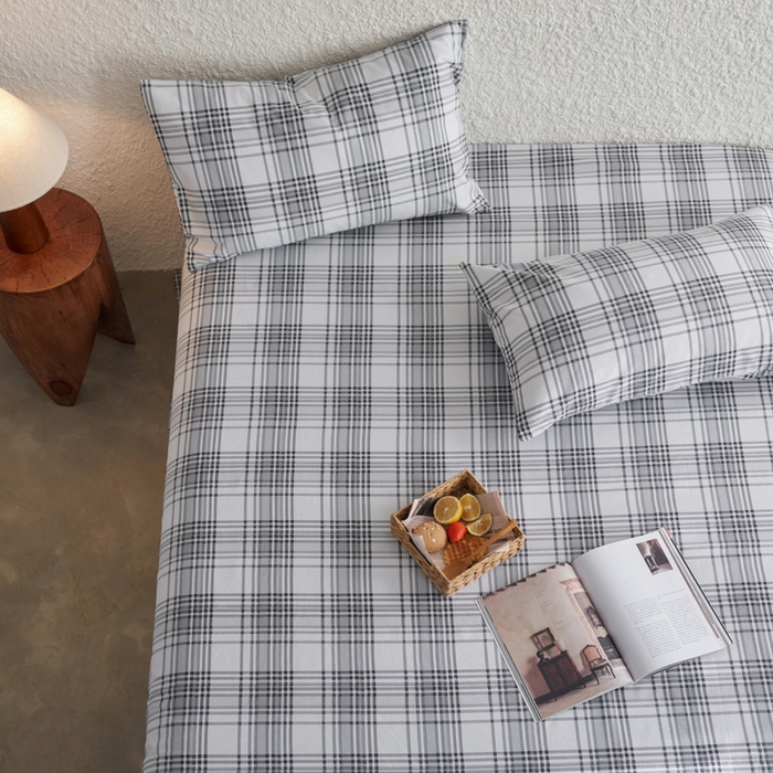 91家纺网 家纺一手货源 找家纺 小懒猪 2024新品全棉纯棉老粗布单品床单 小灰格