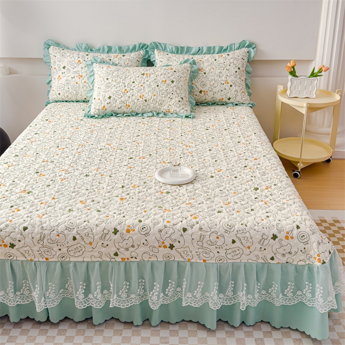 91家纺网 家纺一手货源 找家纺 金米诺 2024新款水洗棉花边夏被四件套 活力派对