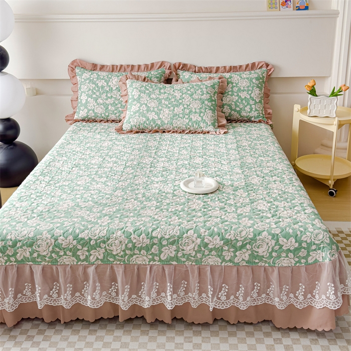 91家纺网 家纺一手货源 找家纺 金米诺 2024新款水洗棉花边夏被四件套 菲语洛