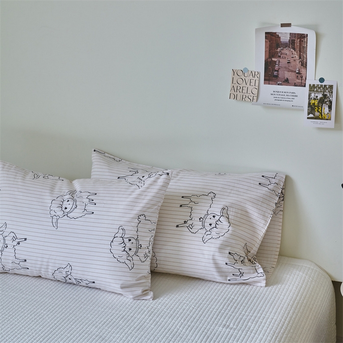 91家纺网 家纺一手货源 找家纺 窝米 2024新款全棉13370印花单品系列--枕套 羊咩咩枕套