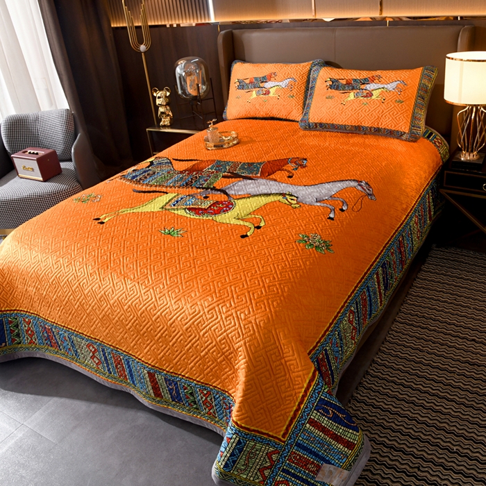 91家纺网 家纺一手货源 找家纺 爵仕家纺 2025新款A面宝宝绒B面磨毛布四季通用床盖 群马黄