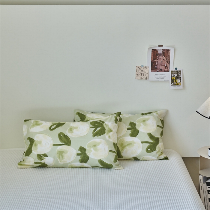 91家纺网 家纺一手货源 找家纺 窝米 2024新款全棉13370印花单品系列--枕套 梨涡绿枕套