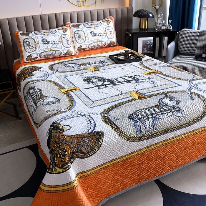 91家纺网 家纺一手货源 找家纺 爵仕家纺 2025新款A面宝宝绒B面磨毛布四季通用床盖 橘马