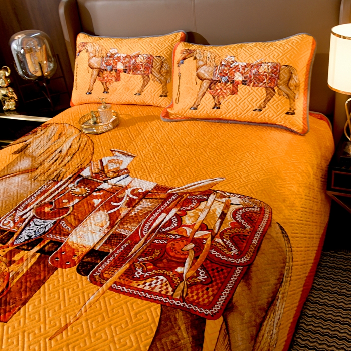 91家纺网 家纺一手货源 找家纺 爵仕家纺 2025新款A面宝宝绒B面磨毛布四季通用床盖 皇马