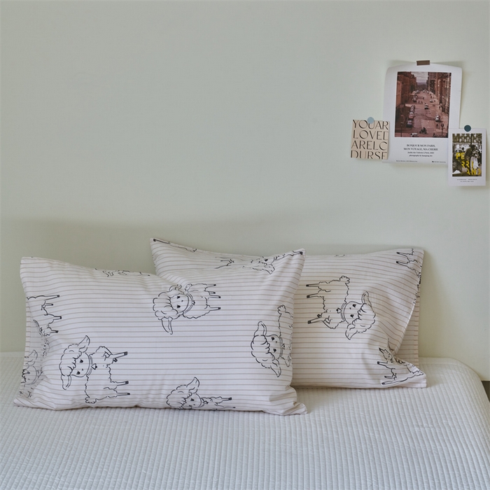 91家纺网 家纺一手货源 找家纺 窝米 2024新款全棉13370印花单品系列--枕套 羊咩咩枕套