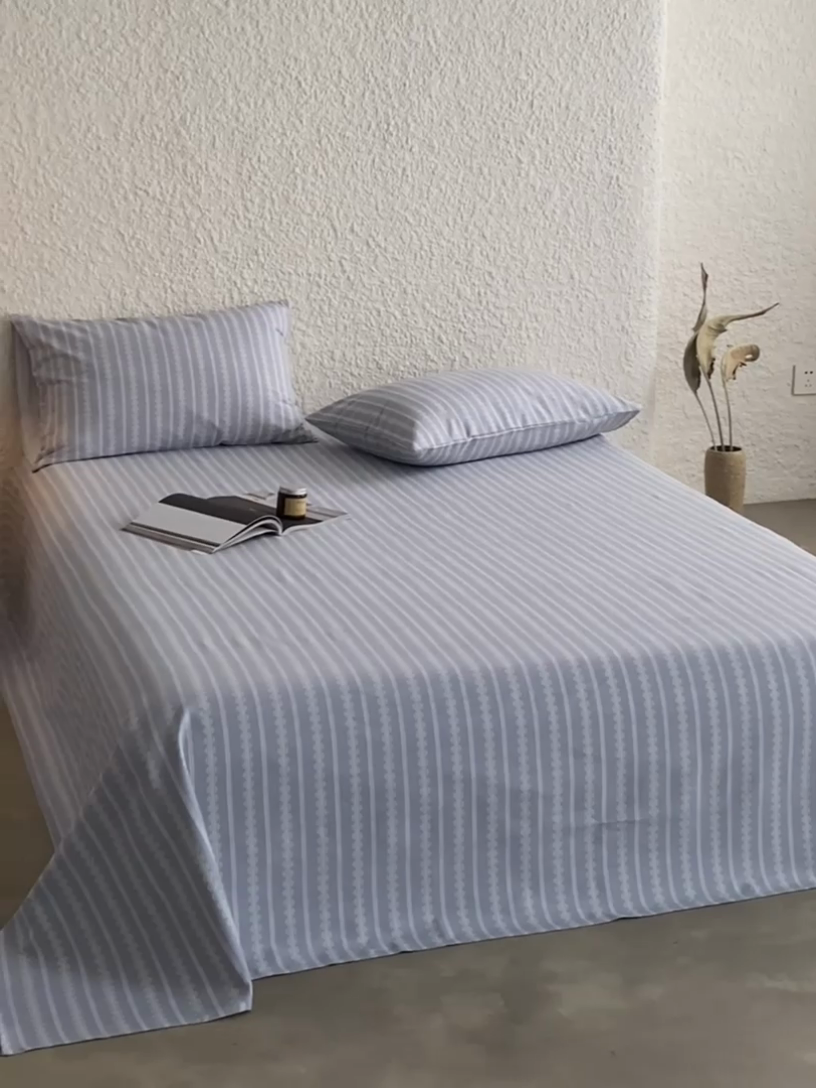 91家纺网 家纺一手货源 找家纺 小懒猪 2024新品全棉纯棉老粗布单品床单 铃芽