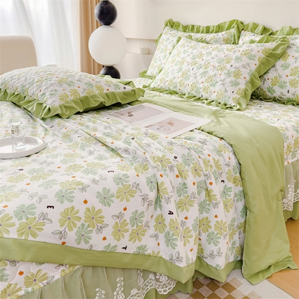 91家纺网 家纺一手货源 找家纺 （总）金米诺 2024新款水洗棉花边夏被四件套