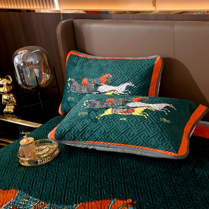 91家纺网 家纺一手货源 找家纺 爵仕家纺 2025新款A面宝宝绒B面磨毛布四季通用床盖 格朗绿