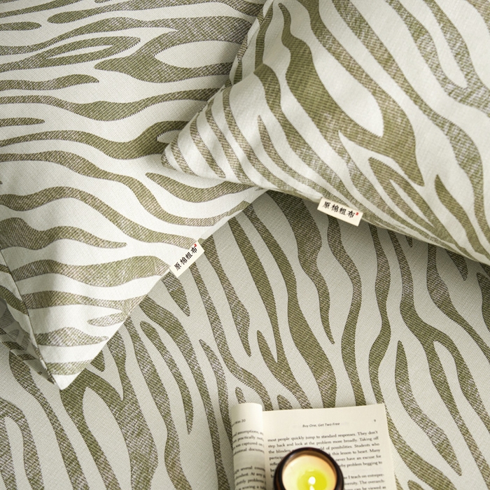 91家纺网 家纺一手货源 找家纺 小懒猪 2024新品全棉纯棉老粗布单品床笠 绿漾