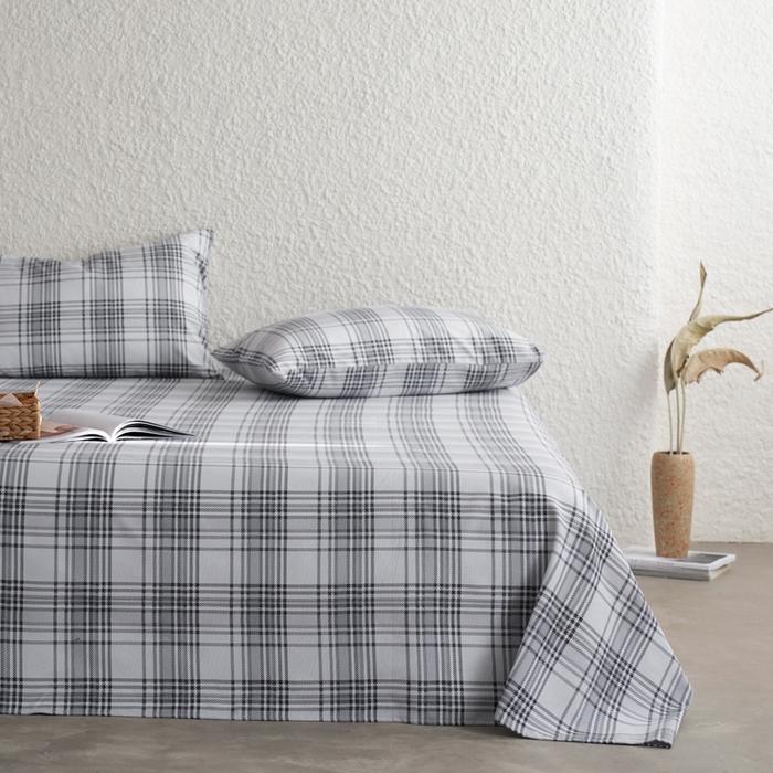 91家纺网 家纺一手货源 找家纺 小懒猪 2024新品全棉纯棉老粗布单品床单 小灰格