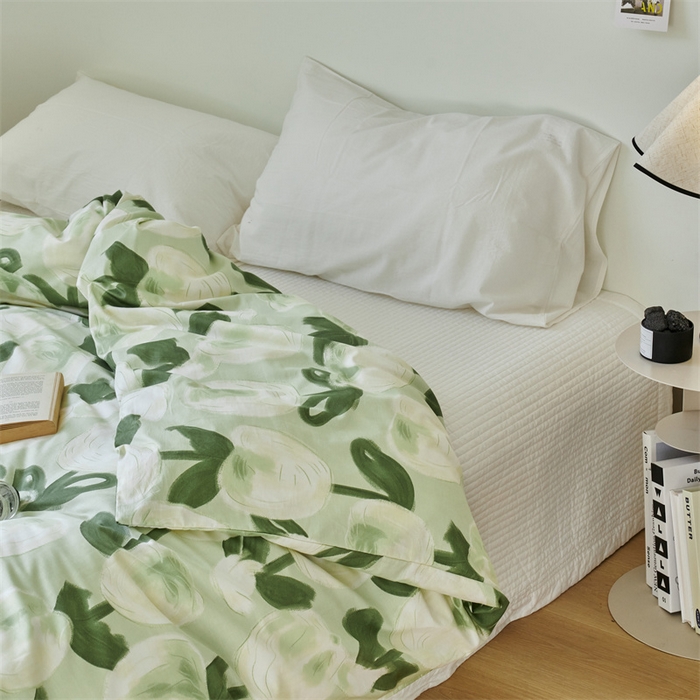 91家纺网 家纺一手货源 找家纺 窝米 2024新款全棉13370印花单品系列--被套 梨涡绿被套