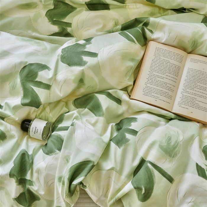 91家纺网 家纺一手货源 找家纺 窝米 2024新款全棉13370印花单品系列--被套 梨涡绿被套