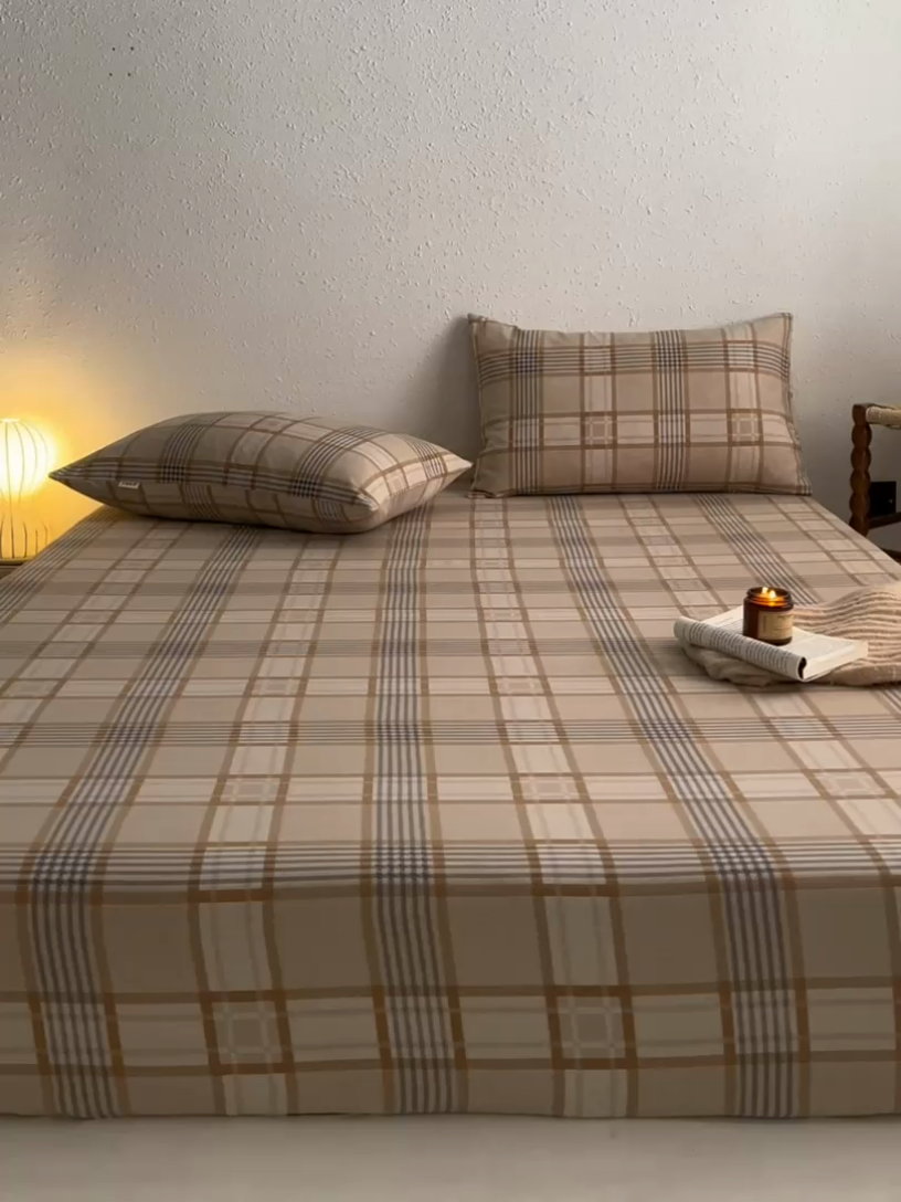 91家纺网 家纺一手货源 找家纺 小懒猪 2024新品全棉纯棉老粗布单品床笠 米格