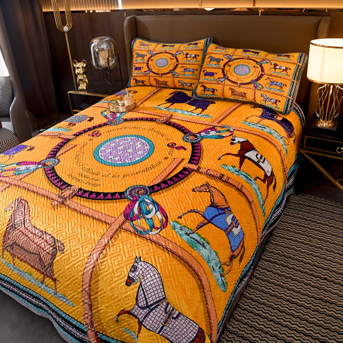 91家纺网 家纺一手货源 找家纺 爵仕家纺 2025新款A面宝宝绒B面磨毛布四季通用床盖 十骏马