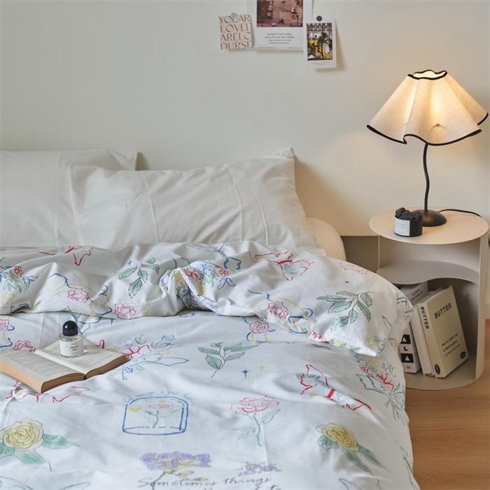 91家纺网 家纺一手货源 找家纺 窝米 2024新款全棉13370印花单品系列--被套 浮蝶儿绿被套