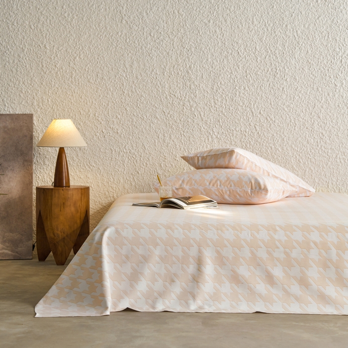 91家纺网 家纺一手货源 找家纺 小懒猪 2024新品全棉纯棉老粗布单品床单 千鸟格米