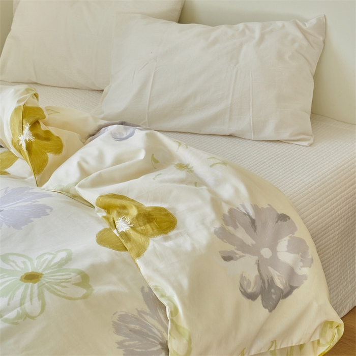 91家纺网 家纺一手货源 找家纺 窝米 2024新款全棉13370印花单品系列--被套 韵彩黄被套