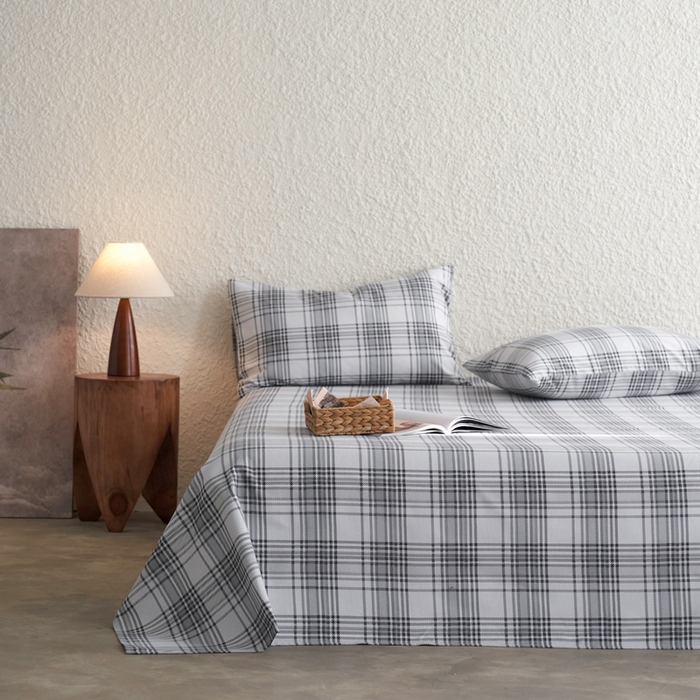 91家纺网 家纺一手货源 找家纺 小懒猪 2024新品全棉纯棉老粗布单品床单 小灰格