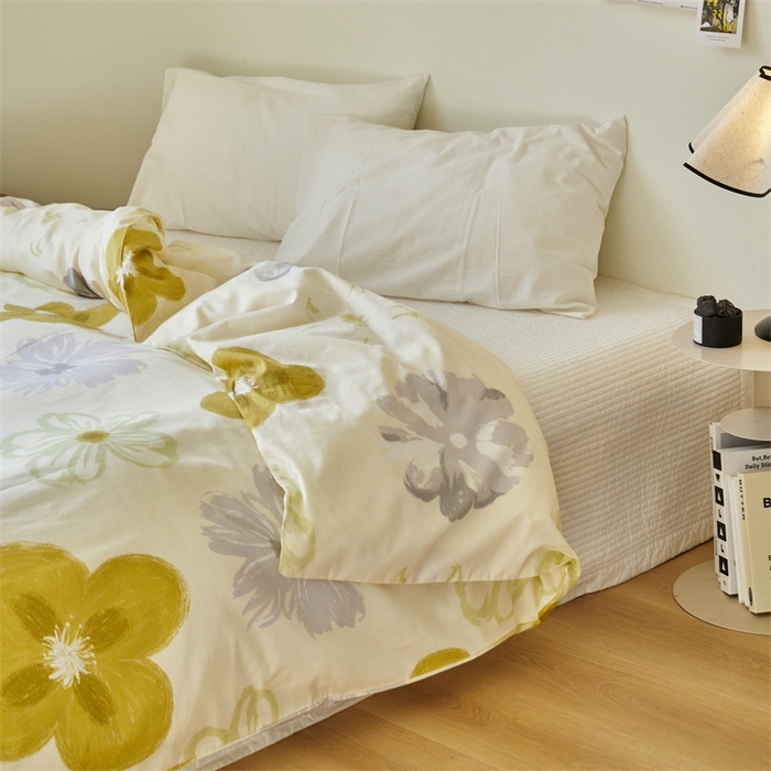 91家纺网 家纺一手货源 找家纺 窝米 2024新款全棉13370印花单品系列--被套 韵彩黄被套