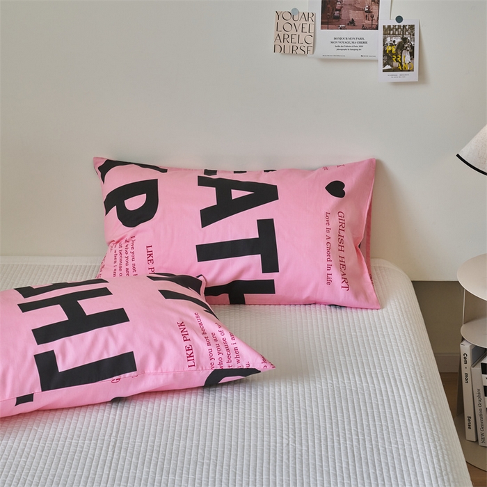 91家纺网 家纺一手货源 找家纺 窝米 2024新款全棉13370印花单品系列--枕套 练习粉枕套